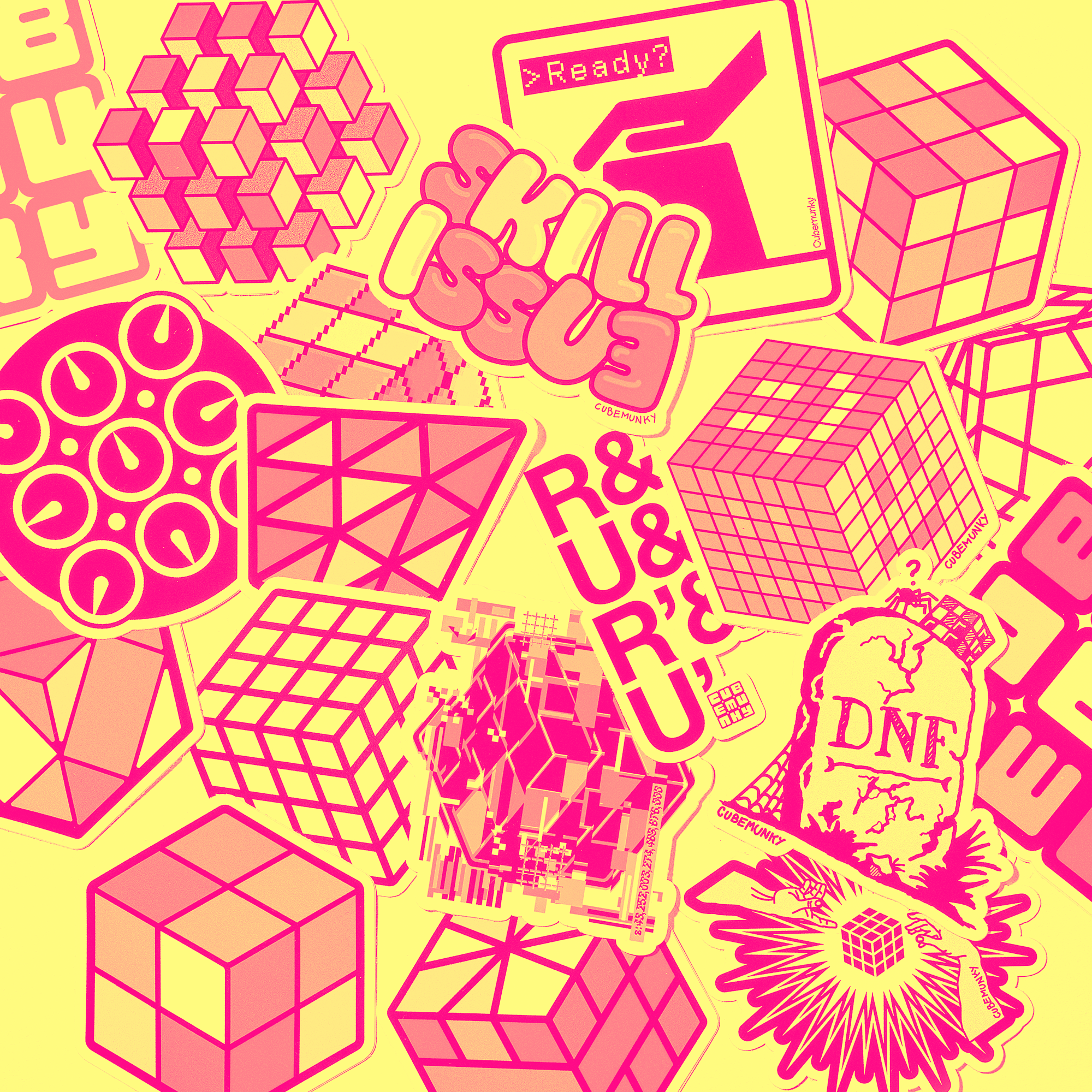 fun geometric cubing puzzle design vinyl die-cut stickers from cubemunky