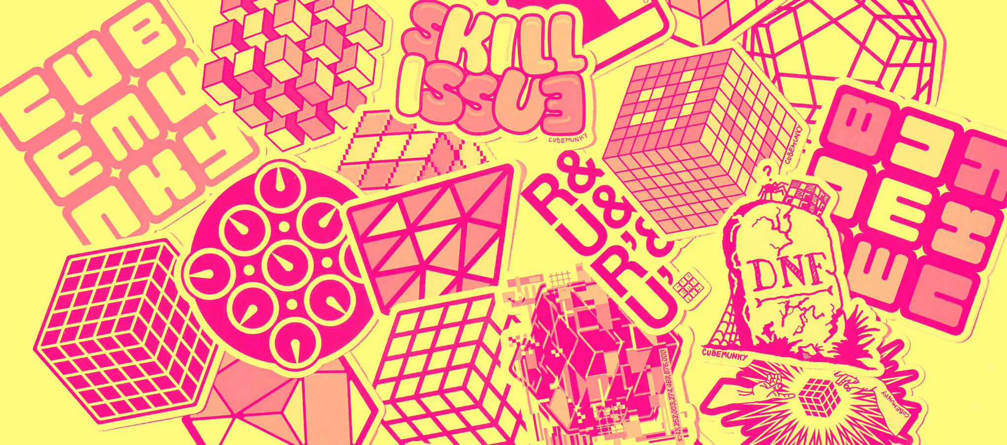 fun geometric cubing puzzle design vinyl die-cut stickers from cubemunky