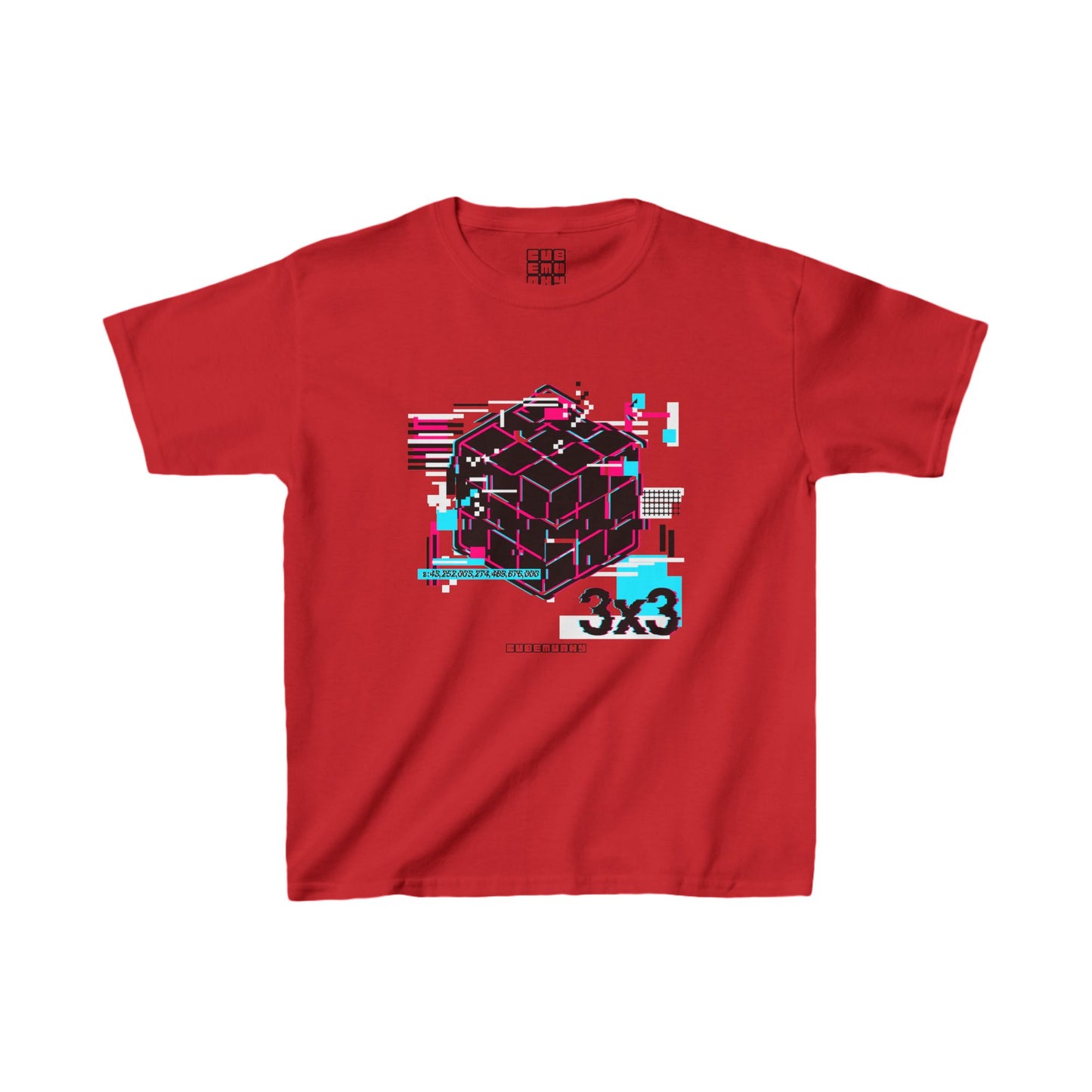 Cubemunky GLITCH 3x3 Cubing T-shirt  - UNISEX YOUTH