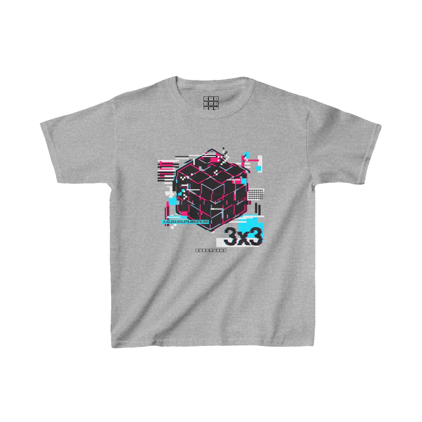 Cubemunky GLITCH 3x3 Cubing T-shirt  - UNISEX YOUTH