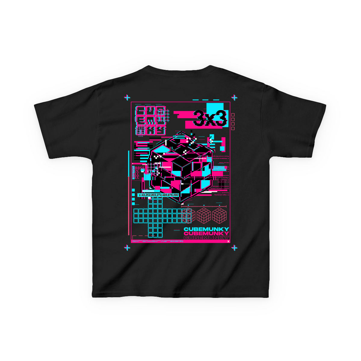 Cubemunky GLITCH 3x3 Backprint Cubing T-shirt - UNISEX ADULT